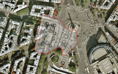 Outline of the Bastille today (photo courtesey of EmersonKent.com History)